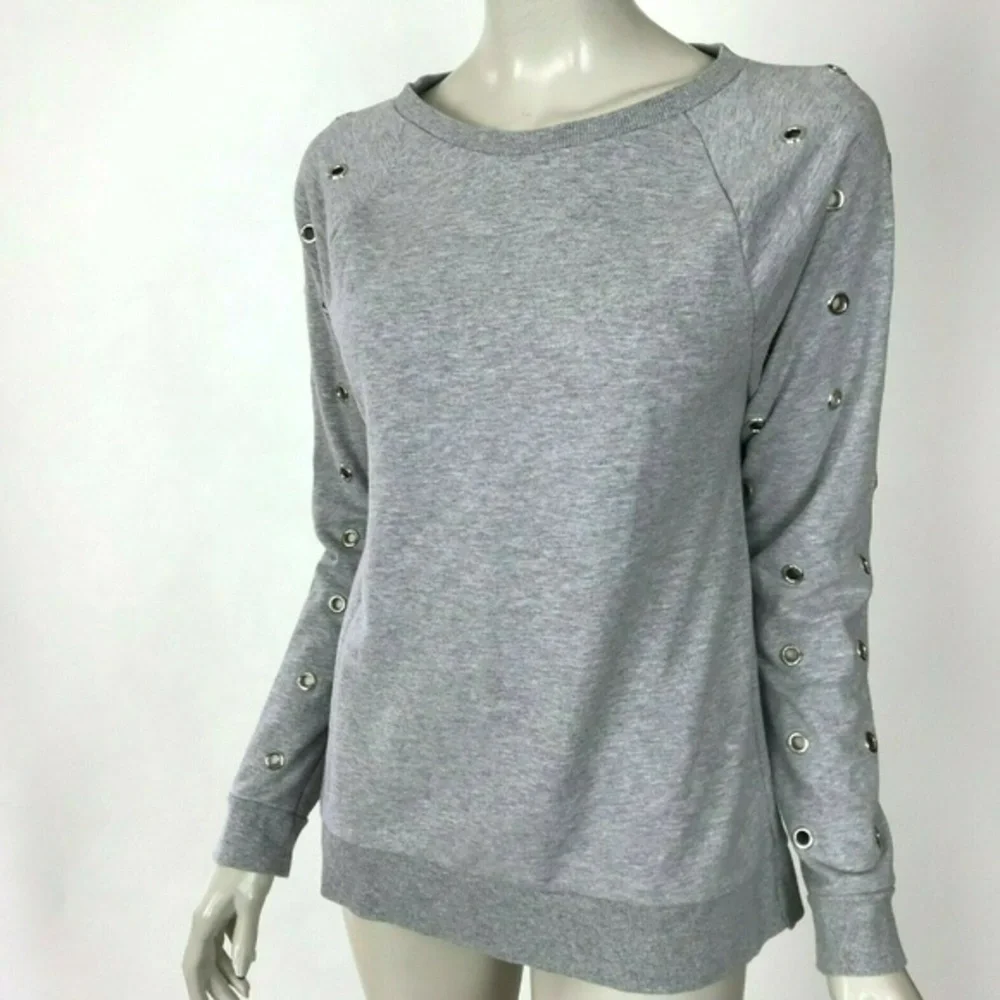 Joe's Jeans Light Gray Grommet-Detail Crewneck Sweatshirt